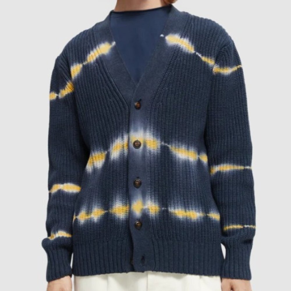 Scotch & Soda  Men's Tie Dye Rib Knit Cardigan